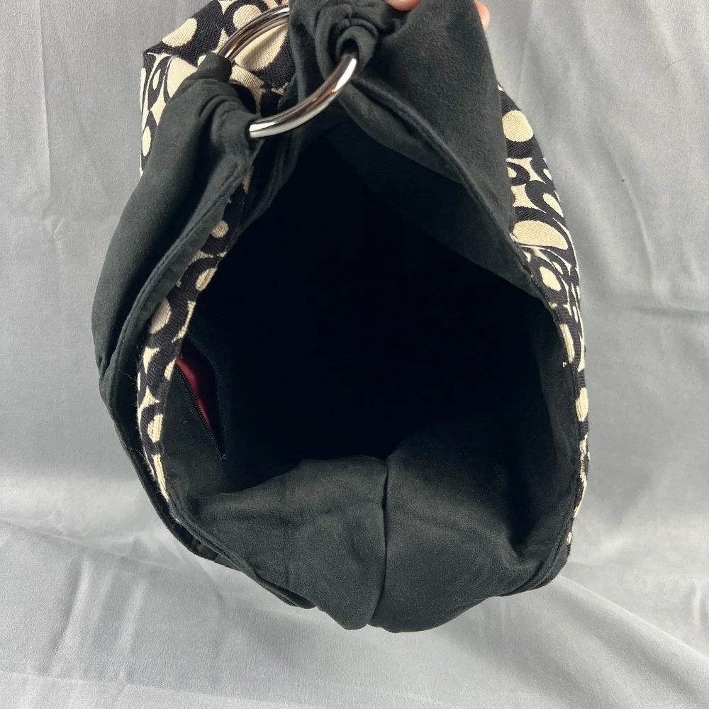 1154 Lill Studio Hobo Handbag Womens Black White Geometric Circles Shoulder Bag